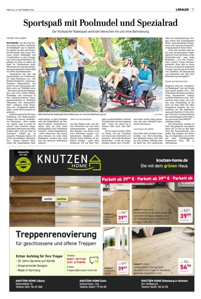 Bericht über den Radelspaß in den Lübecker Nachrichten – Plakat/Flyer als Vorschau (PDF öffnen)